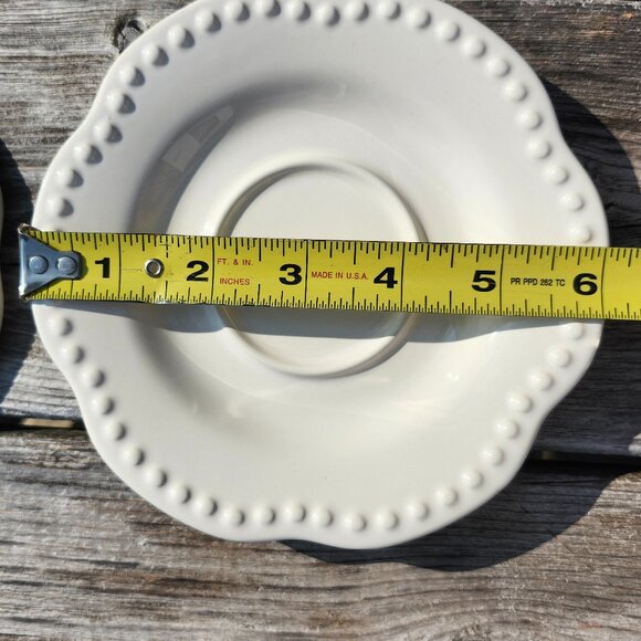 Pottery Barn Emma Beaded Stoneware Saucer Sets LOT of 4 - Picture 5 of 5